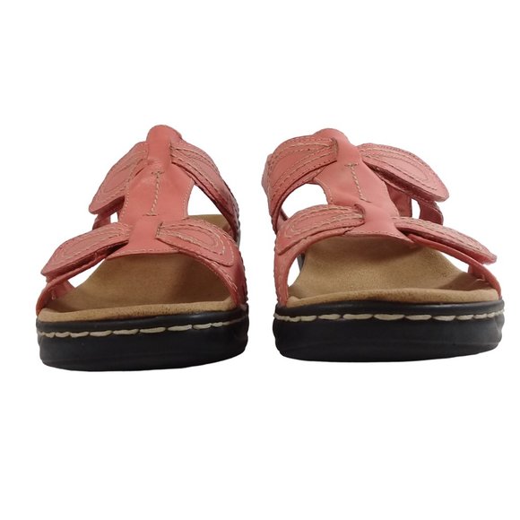Clarks Women's Lexi Open Toe Sling Back Coral Leather Sandals Size 11M - Picture 7 of 13